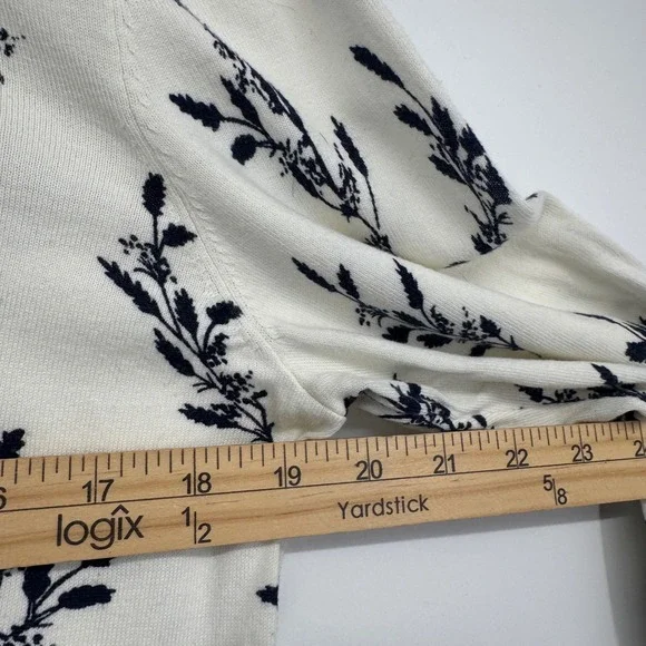 Talbots Cardigan Women L Petite Cream Floral Button Front Career Work Layering - Picture 7 of 10